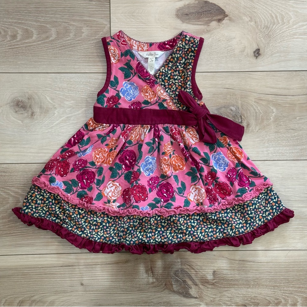 Matilda Jane Pink and Burgundy Floral Kids Dress